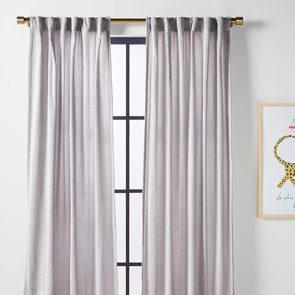 Anthropologie Chenille Curtains Set of 4 Gray color 50x96 Inches